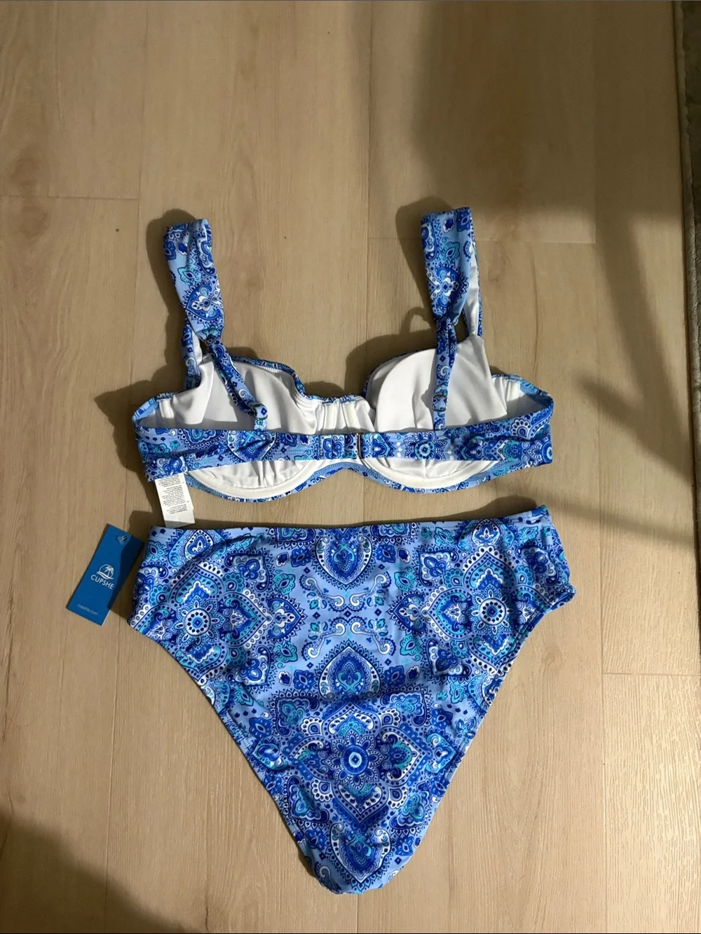 Cupshe Bright Blue Paisley Bikini Set - Picture 5 of 12